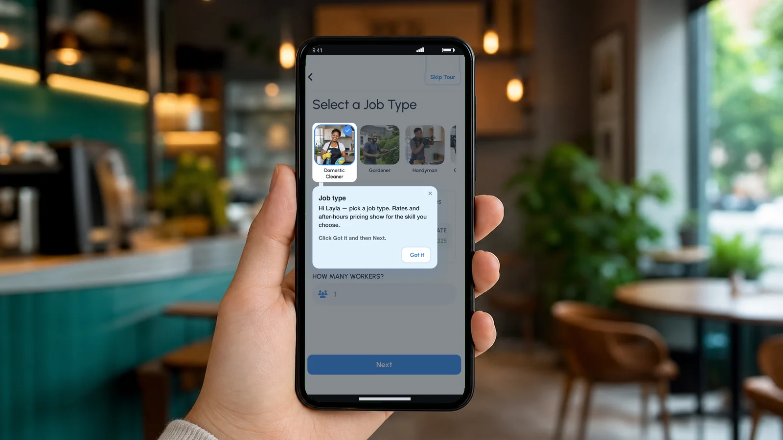 Take a tour app screen