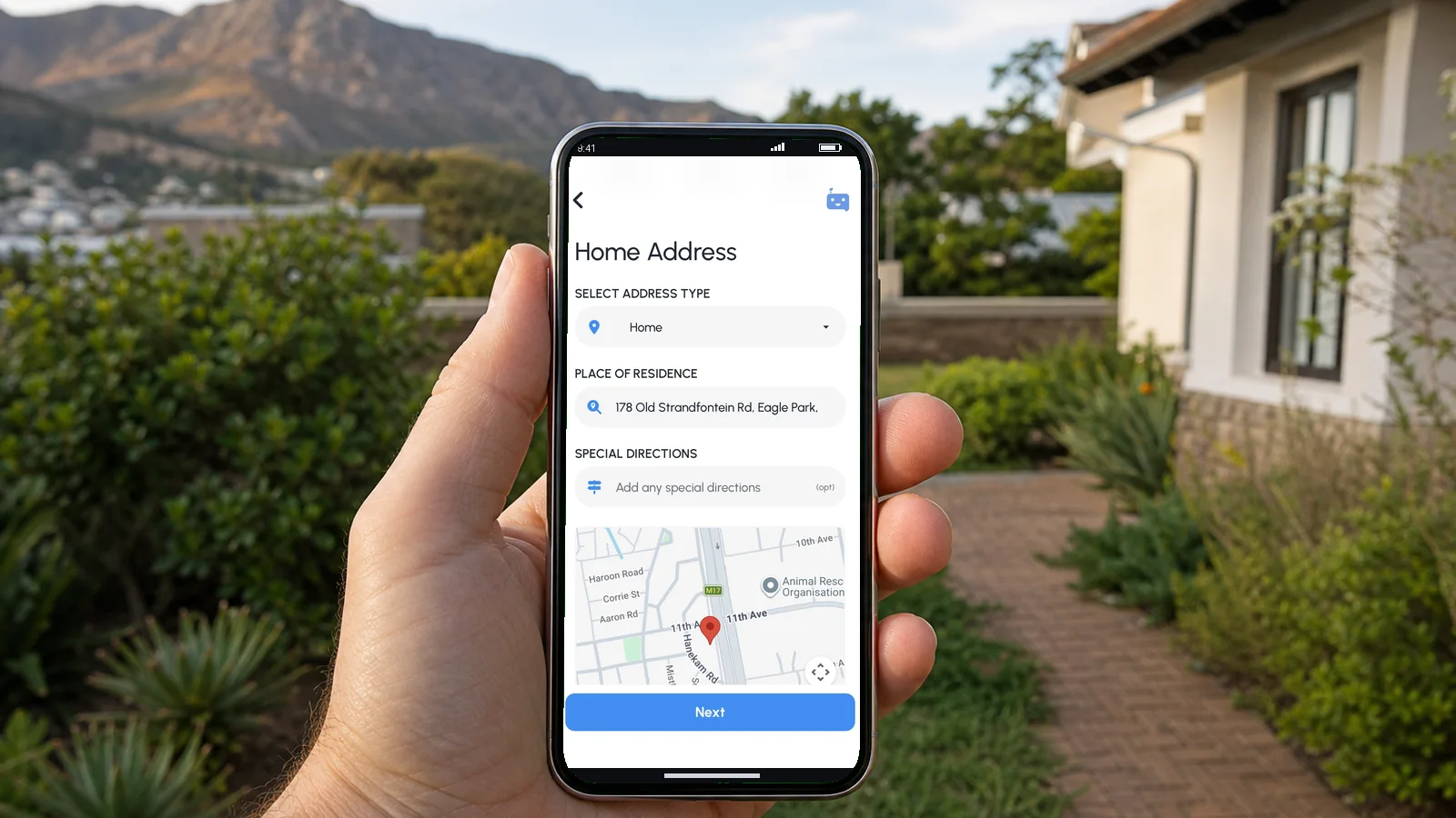 Home address app screen