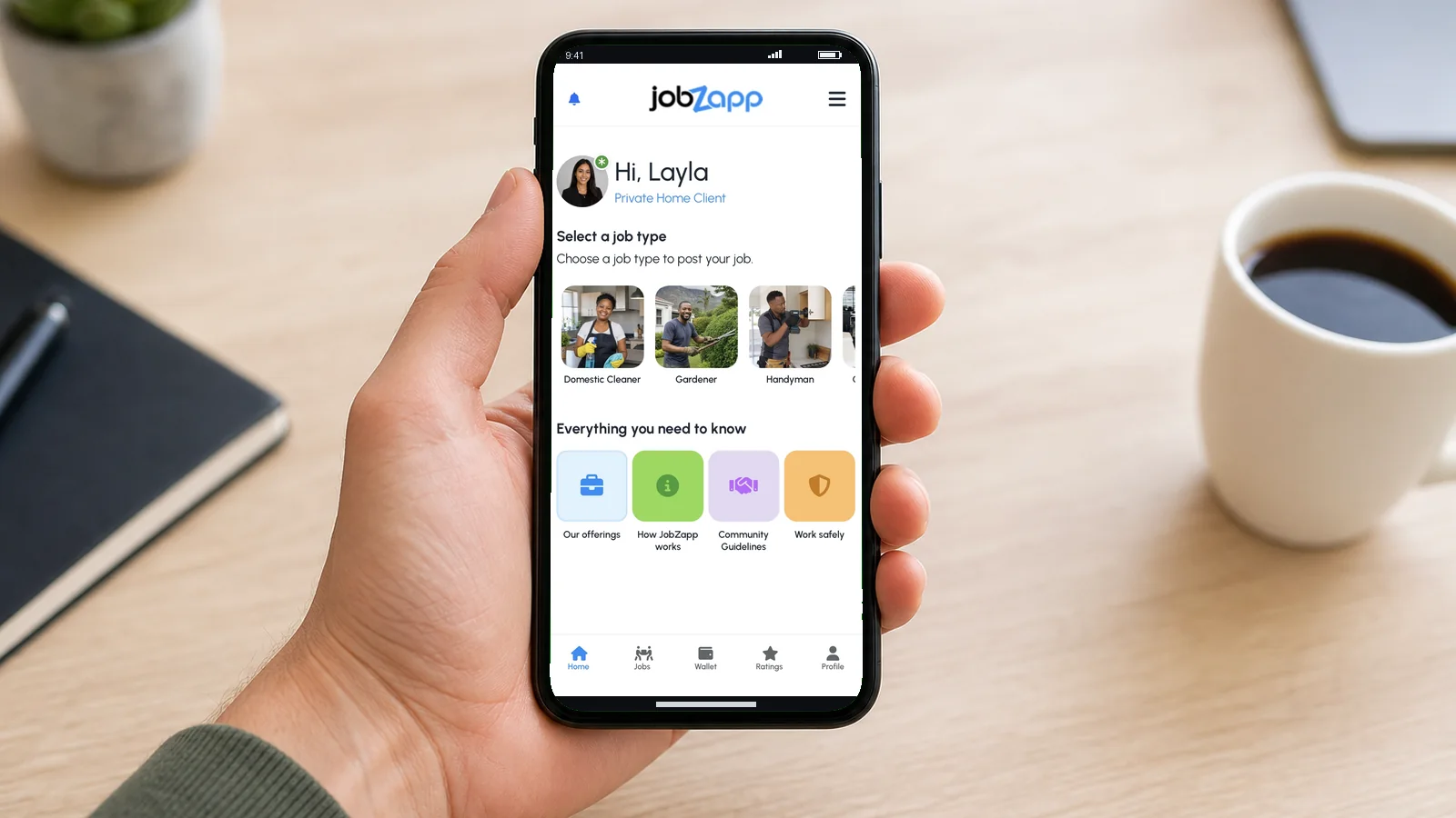 Your account app screen
